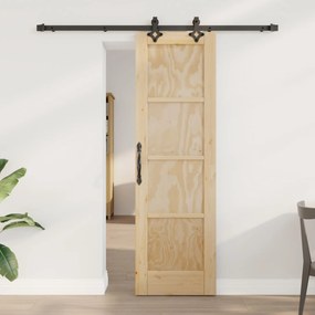 vidaXL Συρόμενη Πόρτα Φυσικό και Μαύρο 61 x 198,5 εκ.