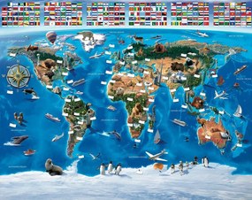 Φωτοταπετσαρία Τοίχου Έτοιμων Διαστάσεων Map of the World