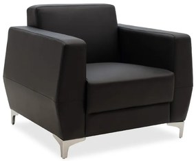 Πολυθρόνα Dermis pakoworld inox-τεχνόδερμα μαύρο 88x75x75εκ