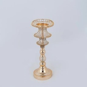 Κηροπήγιο Μεταλλικό 752-24081 16x41cm Gold Estheti Home Metal