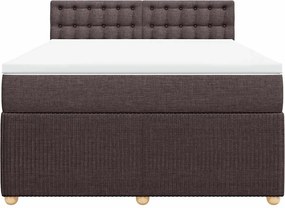 vidaXL Κρεβάτι Boxspring με Στρώμα Σκούρο Καφέ 140x190 εκ. Υφασμάτινο