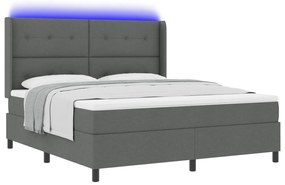 vidaXL Κρεβάτι με Στρώμα & LED Σκούρο Γκρι 180x200 εκ. Ύφασμα