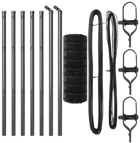 vidaXL Euro Fence με 13 Στύλους 0.8x25 μ Γαλβανισμένο Ατσάλι Γκρι