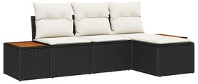 vidaXL Σετ Καναπέ Κήπου 4 pcs Μαύρο και κρεμ 184 x 62 x 85 εκ.