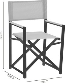 Πολυθρόνα σκηνοθέτη Mabu pakoworld ανθρακί αλουμίνιο 56x48x86εκ