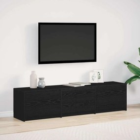 vidaXL Τηλεοπτική βιβλιοθήκη με LED Μαύρη Δρυς 165 x 34 x 40 εκ.