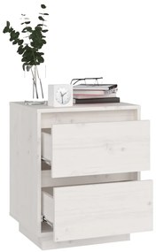 vidaXL Κομοδίνα 2 τεμ. Λευκά 40 x 35 x 50 εκ. από Μασίφ Ξύλο Πεύκου