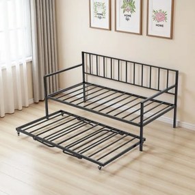 VEVOR Twin Daybed Frame Height Adjustable DayBed w/ Trundle Charging Station LED