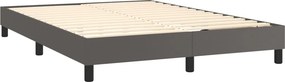vidaXL Κρεβάτι Boxspring με Στρώμα &amp; LED Γκρι 140x190 εκ. Συνθ. Δέρμα