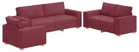 vidaXL Σετ Καναπέ με μαξιλάρι 3 pcs Κόκκινο 220 x 78 x 84 εκ. ύφασμα