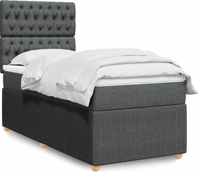 vidaXL Κρεβάτι Boxspring με Στρώμα Σκούρο Γκρι 100x200 εκ. Υφασμάτινο