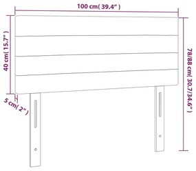 Κεφαλάρι Κρεβατιού LED Ανοιχτό Γκρι 100x5x78/88 εκ. Βελούδινο - Γκρι