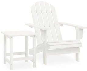Καρέκλα Κήπου Adirondack Λευκή από Μασίφ Ξύλο Ελάτης με Τραπέζι - Λευκό