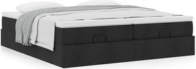 vidaXL Οθωμανικό κρεβάτι με στρώματα Μαύρο 160x200cm Ύφασμα