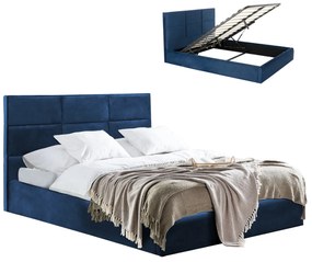 ΚΡΕΒΑΤΙ BRILEY ΒΕΛΟΥΔΟ ΜΠΛΕ ΜΕ ΑΠΟΘΗΚΕΥΤΙΚΟ ΧΩΡΟ 160x200εκ. HM583.08