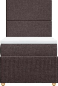 vidaXL Κρεβάτι Boxspring με Στρώμα Σκούρο Καφέ 80x200 εκ. Υφασμάτινο