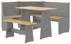 vidaXL Σετ Τραπεζαρίας 3 Τεμαχίων REINE Καφέ Μελί/Γκρι Ξύλο Πεύκου