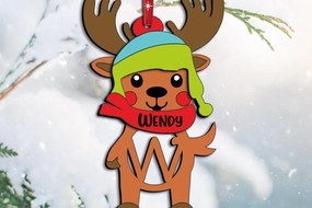 Σετ των 3 Intra απο ξύλο plywood 3mm-4mm πάχος Χριστουγεννιάτικο δώρο στολίδι γράμμα W ελαφιού Δίασταση 8x8 cm INTRAFABR-111564517