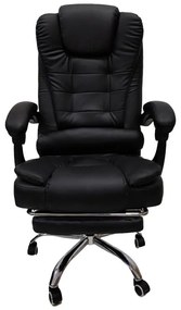 Καρέκλα γραφείου διευθυντή με υποπόδιο Worko pu σε μαύρη απόχρωση 66x62x113-121εκ 66x62x121 εκ.