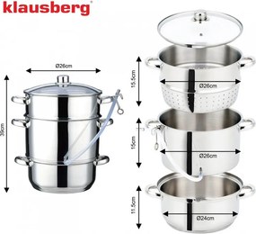 Αποχυμωτής Klausberg KB 9032, 28 εκ., 8 λίτρα, 4 μέρη, επαγωγή, ανοξείδωτο