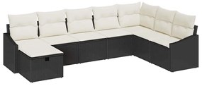 vidaXL Σετ Καναπέ Κήπου με μαξιλάρι 8 pcs Μαύρο Πολυ ράταν