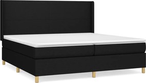 vidaXL Κρεβάτι Boxspring με Στρώμα Μαύρο 200x200 εκ. Υφασμάτινο