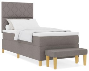 vidaXL Κρεβάτι Box Spring με Στρώμα & Πάγκο Ταμπά 90x200 cm Ύφασμα