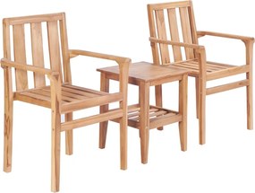 vidaXL Σετ Επίπλων Bistro 3 Τεμαχίων από Μασίφ Ξύλο Teak