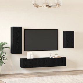 vidaXL Σετ τηλεοπτικού cabinet 4 pcs Μαύρη Δρυς 30.5 x 30 x 90 cm