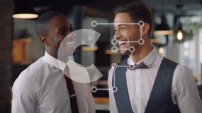 Intra Συλλεκτικό Ξύλινο Παζλ Plywood 4mm - Δύο άντρες που γελούν μαζί σε ένα μοντέρνο περιβάλλον Σε Ξύλινο Κουτί - Διαστάσεις Puzzle: 10x10 cm – 25 κομμάτια