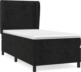 vidaXL Κρεβάτι Boxspring με Στρώμα Μαύρο 80 x 200 εκ. Βελούδινο