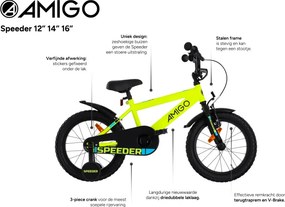 Speeder 12 Inch 21,5 cm Boys Coaster Brake Yellow/Black