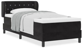 vidaXL κρεβάτι Box Spring  με στρώμα μαύρο 100x200 εκ. βελούδο