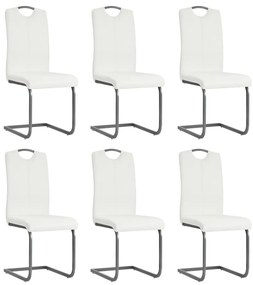 vidaXL Καρέκλες Τραπεζαρίας «Πρόβολος» 6 τεμ. Λευκές Συνθετικό Δέρμα