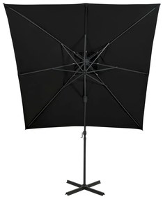 Ομπρέλα Κρεμαστή με Διπλή Οροφή Μαύρη 250 x 250 εκ. - Μαύρο