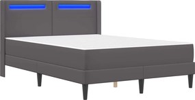 vidaXL Σκελετός κρεβατιού με στρώμα Γκρι 140 x 190 cm Τεχνητό Δέρμα