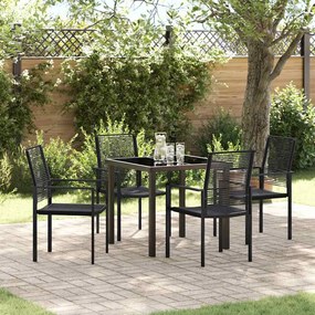 vidaXL Σέτ φαγητού για κήπο 5 pcs Μαύρο PVC ρατάν