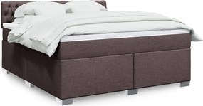 vidaXL Κρεβάτι Boxspring με Στρώμα Σκούρο Καφέ 180x200 εκ Υφασμάτινο