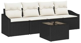 vidaXL Σετ Καναπέ Κήπου με μαξιλάρι 5 pcs Μαύρο, Κρέμα 55 x 55 x 37 εκ