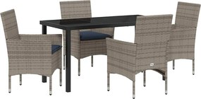vidaXL Σετ τραπεζιού και καρέκλας 5 pcs Γκρι Ράτα PE