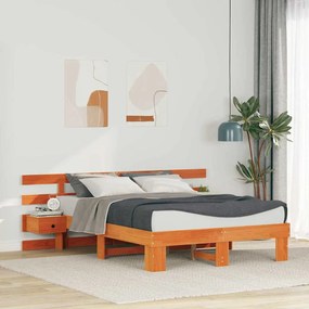 vidaXL Σκελετός Κρεβατιού με συρτάρι Καφέ 140 x 190 cm