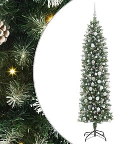 vidaXL Τεχνητό Λεπτό Χριστουγεννιάτικο Δέντρο Πράσινο και Λευκό 210 cm