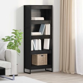 vidaXL Βιβλιοθήκη Μαύρη Οξυά 60 x 30 x 155 εκ Επεξεργασμένο ξύλο