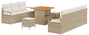 vidaXL Σετ Καναπέ Κήπου με μαξιλάρι 10 pcs Μπεζ Πολυ ράταν