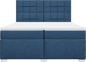 vidaXL Κρεβάτι Boxspring με Στρώμα Μπλε 200x200 εκ. Υφασμάτινο
