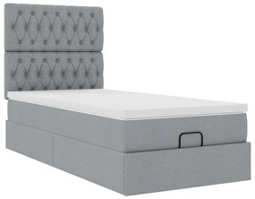 Οθωμανικό κρεβάτι με στρώμα ανοιχτό γκρι 80x200 cm ύφασμα 3313195