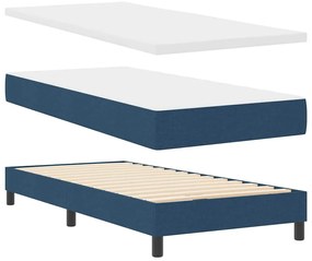 vidaXL Κρεβάτι box spring με στρώμα με στρώμα Μπλε 90 x 200 cm ύφασμα