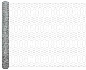 vidaXL Εξάγωνο Συρματόπλεγμα με 7 Πόλους 1x25 μ Χάλυβας Ασημί