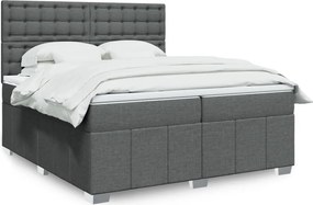 vidaXL Κρεβάτι Boxspring με Στρώμα Σκούρο Γκρι 200x200 εκ. Υφασμάτινο
