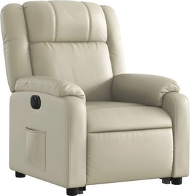 vidaXL Πολυθρόνα Ηλεκτρ. Ανακλινόμενη με Ανύψωση Κρεμ Συνθ.Δέρμα